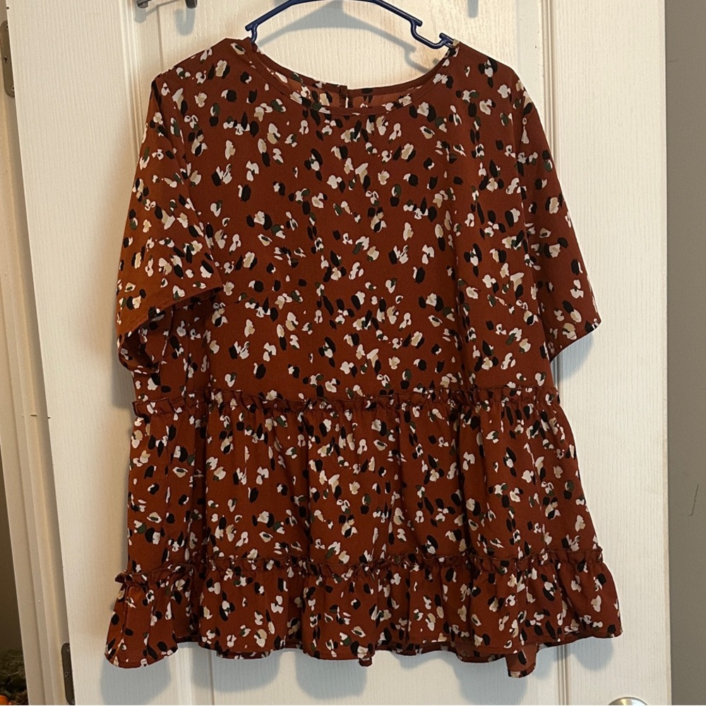 Elegant Rust Patterned Blouse